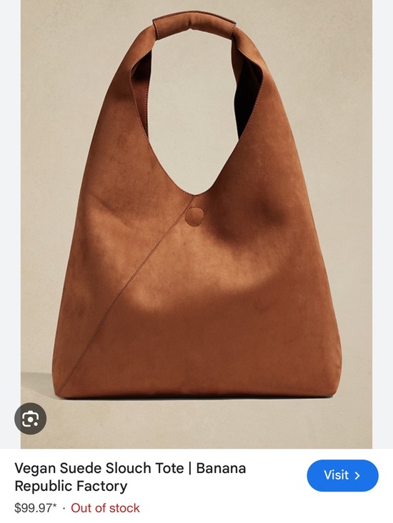 Banana Republic Vegan Suede Lotus Tote in Cognac Brown - Picture 3 of 5